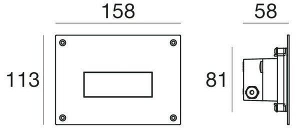 Linea Light 92681W12 Chim, exteriérové zapuštěné svítidlo do zdi, 2x2W LED 3000K, 15,8x11,3cm, nerez, IP66