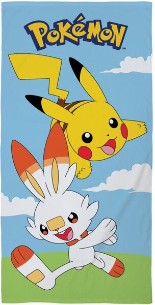 Plážová osuška Pokémoni Pikachu a Scorbunny - 100% bavlna - 70 x 140 cm