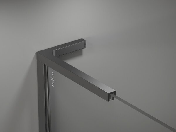 Mexen, Mexen Kioto-X L sprchová stěna 50 x 200 cm, průhledná 10 mm, pistolový kov - 800-050-107-95-00-X