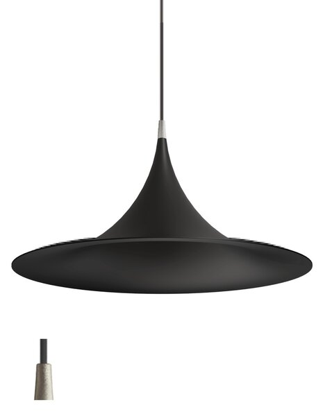 Linea Light CA025AKBEZZ Morgana, černé závěsné svítidlo s niklovým prvkem, 1x22W E27, průměr 47,8cm