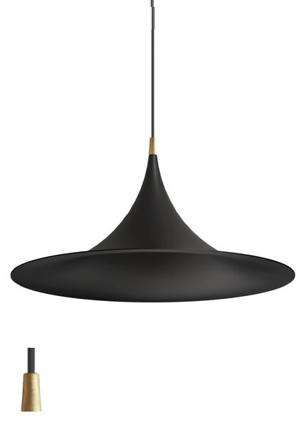 Linea Light CA025AUBEZZ Morgana, černé závěsné svítidlo se zlatým prvkem, 1x22W E27, průměr 47,8cm