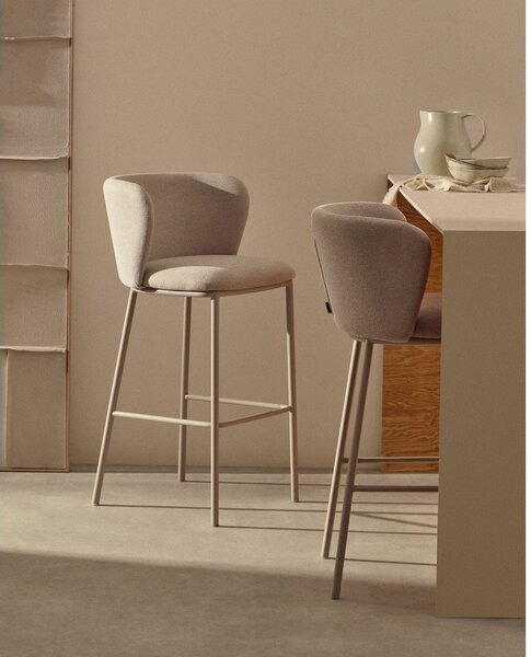 Béžová barová židle (výška sedáku 75 cm) Ciselia – Kave Home