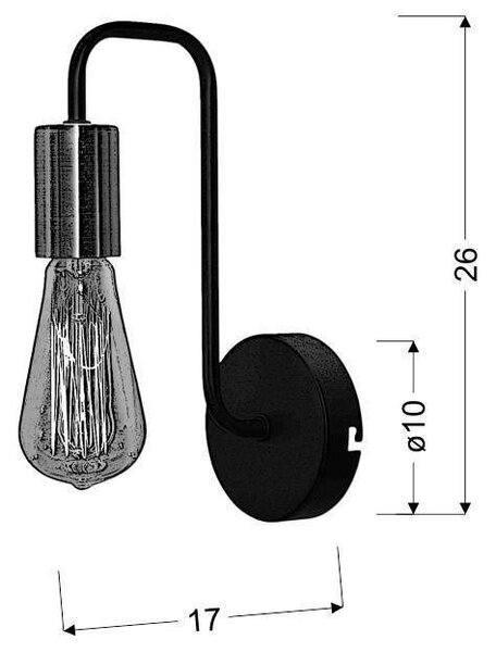 Nástěnné retro osvětlení HERPE - 1xE27, 60W, černé / měděné
