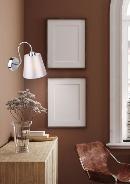 Moderní nástěnná lampa LUK - 1xE14, 40W, chromovaná / šedostříbrná