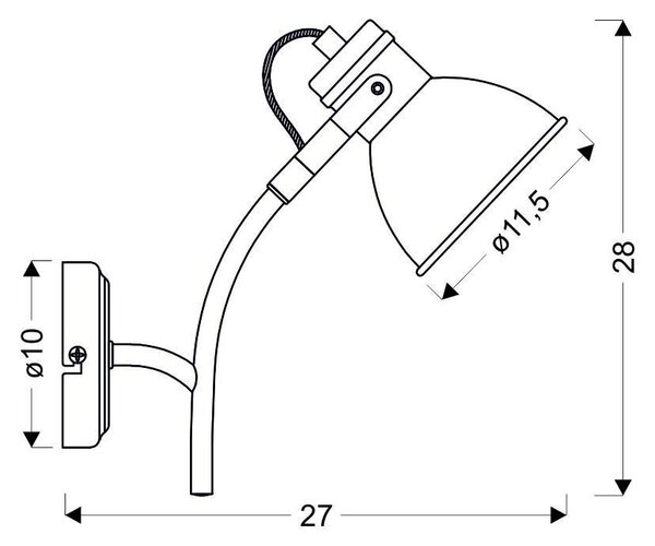 Moderní nástěnná lampa ZUMBA - 1xE14, 40W, bílá / černá
