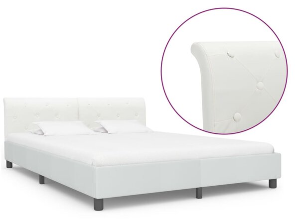 Rám postele bílý umělá kůže 160 x 200 cm