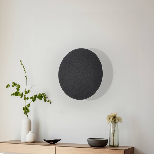 TK Lighting Nástěnné světlo Lunia New, černé, Ø 30 cm, stmívatelný, Černá, Obývací pokoj / jídelna, kov