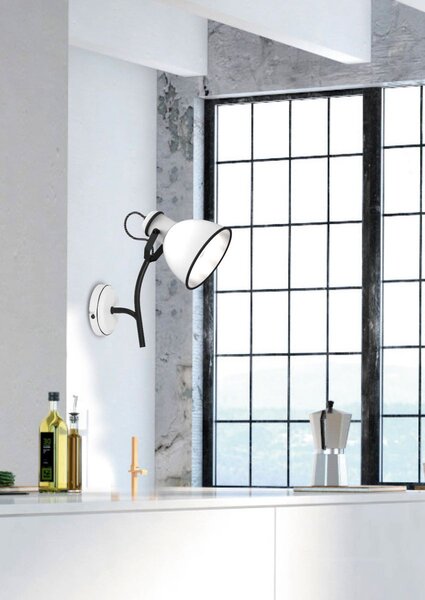 Moderní nástěnná lampa ZUMBA - 1xE14, 40W, bílá / černá