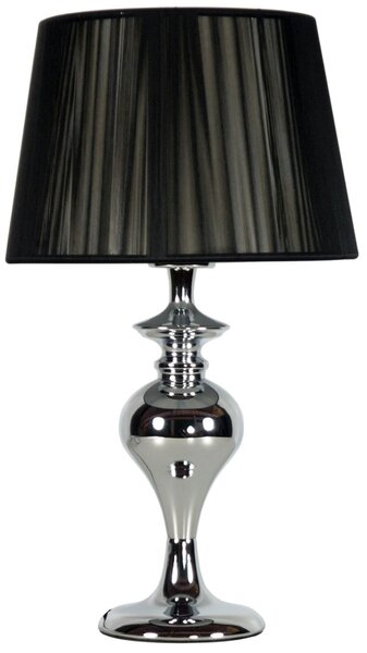 Moderní kulatá stolní lampa GILLENIA - 1xE27, 60W, chromovaná / černá