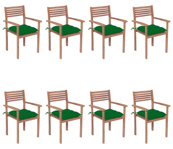 Stohovatelné zahradní židle s poduškami 8 ks masivní teak