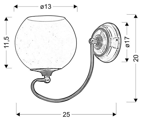 Rustikální nástěnná lampa ORBIT - 1xE27, 60W, měděná / patina
