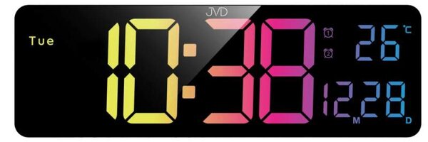 JVD Digitální nástěnné hodiny s LED podsvícením JVD DH324 (RGB efekty barevné)