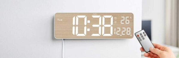 JVD Digitální nástěnné hodiny s LED podsvícením JVD DH324 (RGB efekty barevné)