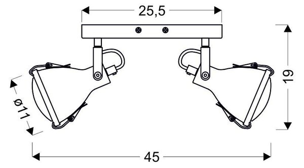 Bodové nástěnné / stropní loftové svítidlo CRODO - 2xE14, 40W, šedé