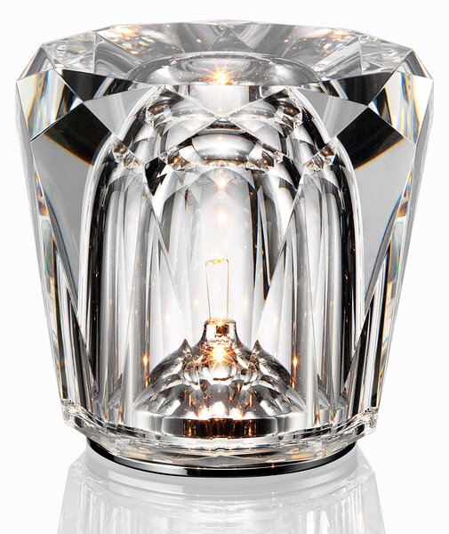Ambientec Xtal Acrux, bateriová lampička z křišťálového skla, LED 2000K dotykové stmívání, Ø8,7x8,2cm, IP66