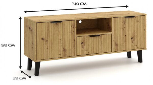 Televizní stolek SITIVE SLIM - dub artisan / černý