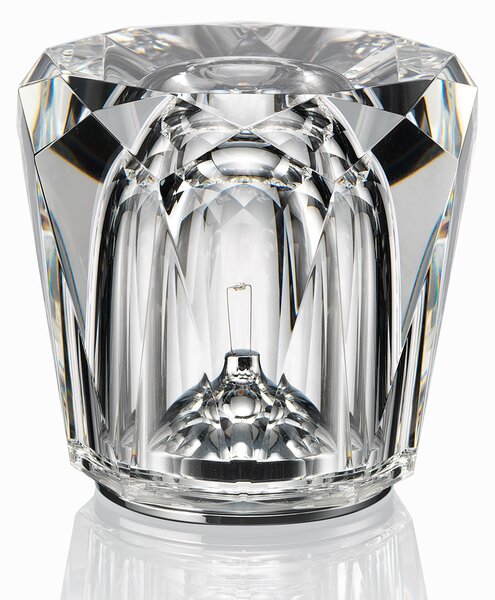 Ambientec Xtal Acrux, bateriová lampička z křišťálového skla, LED 2000K dotykové stmívání, Ø8,7x8,2cm, IP66