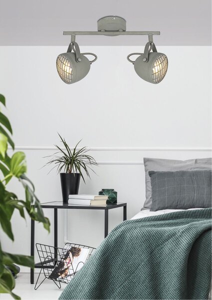 Nástěnné / stropní industriální bodové svítidlo PENT - 2xGU10, 50W, šedé