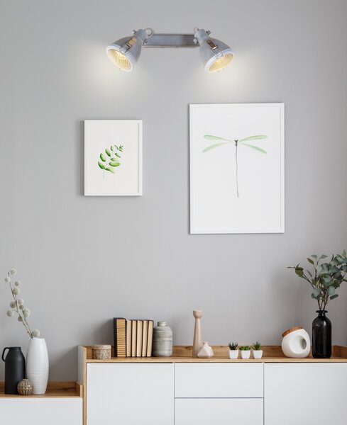 Bodové nástěnné / stropní loftové svítidlo CRODO - 2xE14, 40W, šedé