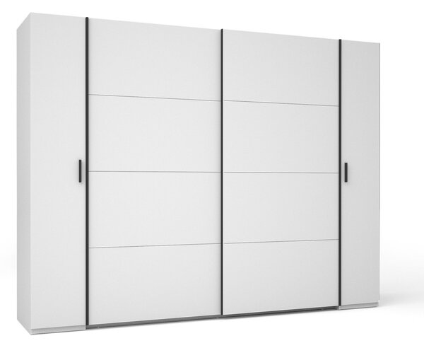 Velká šatní skříň 270 cm GIRADOT - bílá / černé úchyty