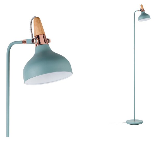 Paulmann 79654 Juna, zelená stojací lampa z kovu, mědi a dřeva, 1xE14, výška 158cm