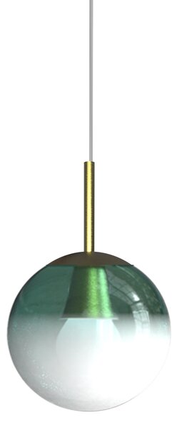 Sikrea 9344 Eva, moderní závěsné svítidlo z ručně foukaného petrolejového/bílého skla, 1xE27, Ø18cm