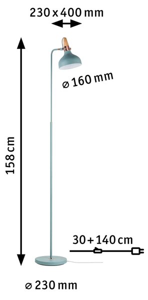 Paulmann 78480 Juna, černá stojací lampa z kovu, 1xE14, výška 158cm