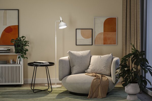 Paulmann 78483 Juna, bílá stojací lampa z kovu, 1xE14, výška 158cm