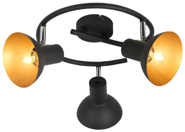 Bodové stropní osvětlení DISO - 3xE27, 40W, černé / zlaté