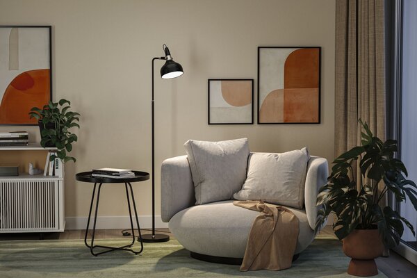 Paulmann 78480 Juna, černá stojací lampa z kovu, 1xE14, výška 158cm
