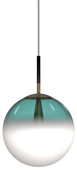 Sikrea 8552 Eva, moderní závěsné svítidlo z ručně foukaného petrolejového/bílého skla, 1xE27, Ø25cm