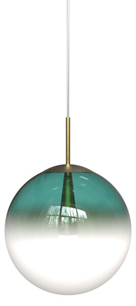 Sikrea 8583 Eva, moderní závěsné svítidlo z ručně foukaného petrolejového/bílého skla, 1xE27, Ø35cm