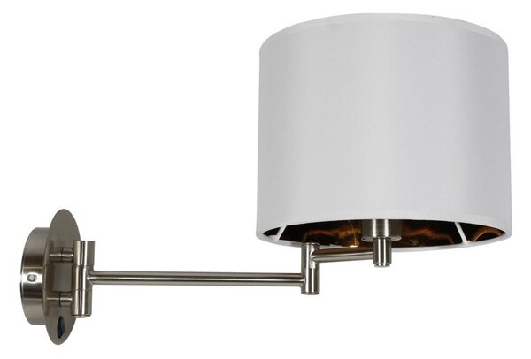 Čtecí nástěnná lampa s vypínačem ALEXIA - 1xE14, 40W, chromovaná / bílá
