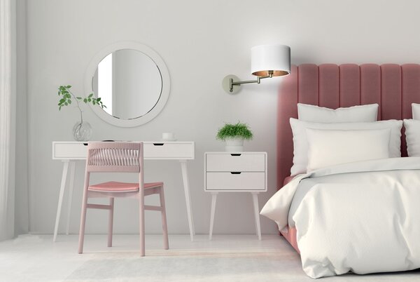 Čtecí nástěnná lampa s vypínačem ALEXIA - 1xE14, 40W, chromovaná / bílá