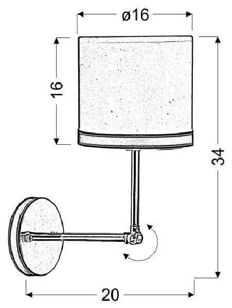 Nástěnné moderní lampa TIDA - 1xE14, 40W, chromovaná / bíločerná