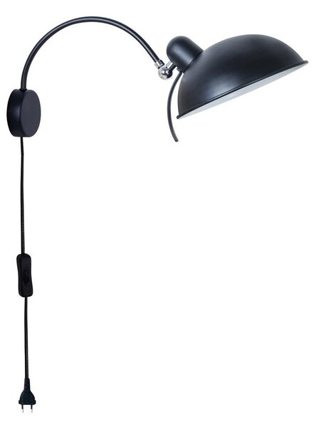 Nástěnná čtecí lampa s vypínačem NORA - 1xE14, 40W, černá