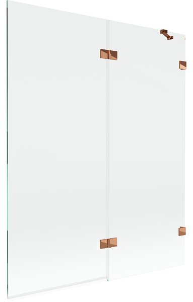Mexen Lunar, 2-křídlová vanová zástěna pravá 140 x 150 cm, čiré sklo, růžové zlato, 897-140-100-60-00-P