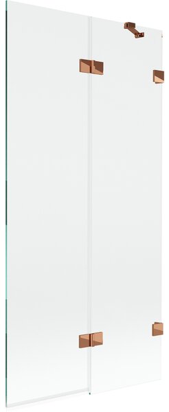 Mexen Lunar, 2-křídlová vanová zástěna pravá 90 x 150 cm, čiré sklo, růžové zlato, 897-090-100-60-00-P