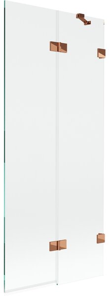 Mexen Lunar, 2-křídlová vanová zástěna pravá 80 x 150 cm, čiré sklo, růžové zlato, 897-080-100-60-00-P