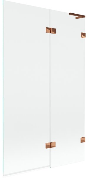 Mexen Lunar L, 2-křídlová vanová zástěna pravá 110 x 150 cm, čiré sklo, růžové zlato, 897L-110-100-60-00-P