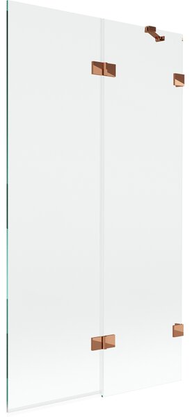 Mexen Lunar, 2-křídlová vanová zástěna pravá 100 x 150 cm, čiré sklo, růžové zlato, 897-100-100-60-00-P