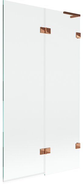 Mexen Lunar L, 2-křídlová vanová zástěna pravá 100 x 150 cm, čiré sklo, růžové zlato, 897L-100-100-60-00-P