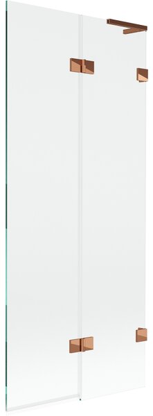 Mexen Lunar L, 2-křídlová vanová zástěna pravá 80 x 150 cm, čiré sklo, růžové zlato, 897L-080-100-60-00-P