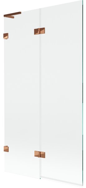 Mexen Lunar L, 2-křídlová vanová zástěna levá 100 x 150 cm, čiré sklo, růžové zlato, 897L-100-100-60-00-L