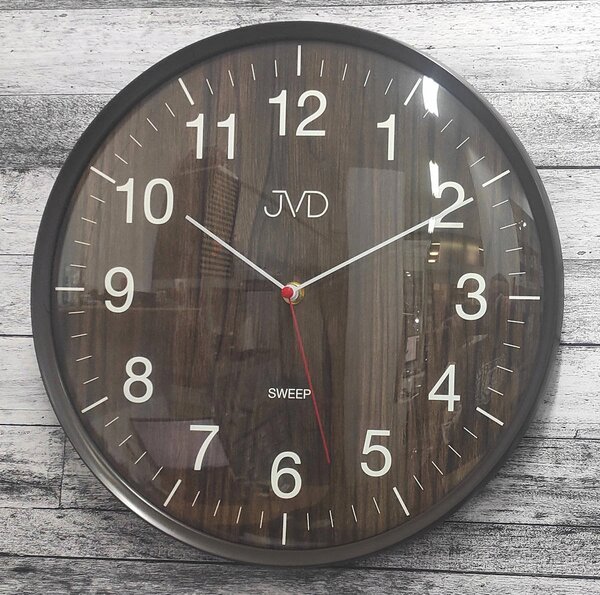 Nástěnné hodiny JVD hnědé 33 cm