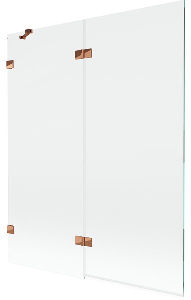 Mexen Lunar, 2-křídlová vanová zástěna levá 140 x 150 cm, čiré sklo, růžové zlato, 897-140-100-60-00-L