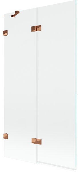 Mexen Lunar, 2-křídlová vanová zástěna levá 100 x 150 cm, čiré sklo, růžové zlato, 897-100-100-60-00-L