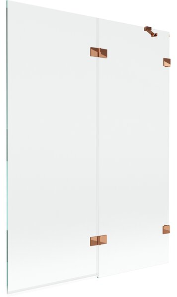 Mexen Lunar, 2-křídlová vanová zástěna pravá 130 x 150 cm, čiré sklo, růžové zlato, 897-130-100-60-00-P