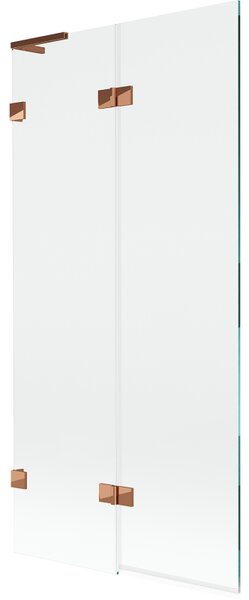 Mexen Lunar L, 2-křídlová vanová zástěna levá 90 x 150 cm, čiré sklo, růžové zlato, 897L-090-100-60-00-L