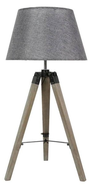 Stolní lampa trojnožka LUGANO - 1xE27, 60W, přírodní dřevo / šedá